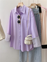 Purple Long Sleeve Shirt Design Sensation Small Crowd Early Fall 2023 New Womens Outfitted Cardigan Jacket Jacket Little Guy