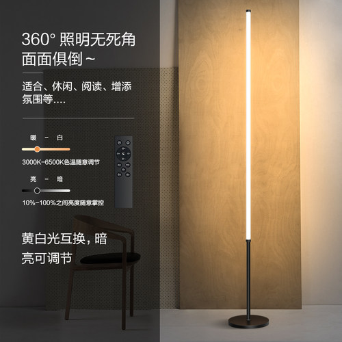 落地灯ins简约北欧led客厅卧室立式台灯床头灯墙角灯护眼氛围灯 - 图1
