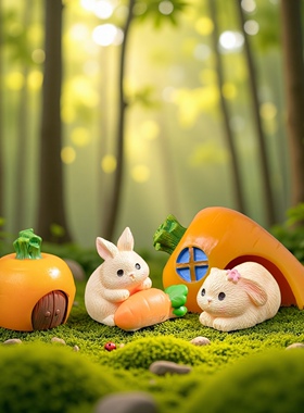 苔藓微景观DIY装饰品小兔子