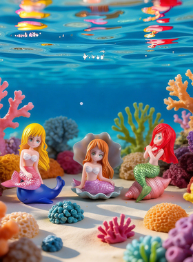 美人鱼治愈系桌面鱼缸微景观摆件