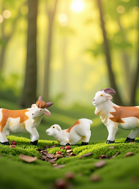 仿真绵羊山羊萌粒装饰摆件
