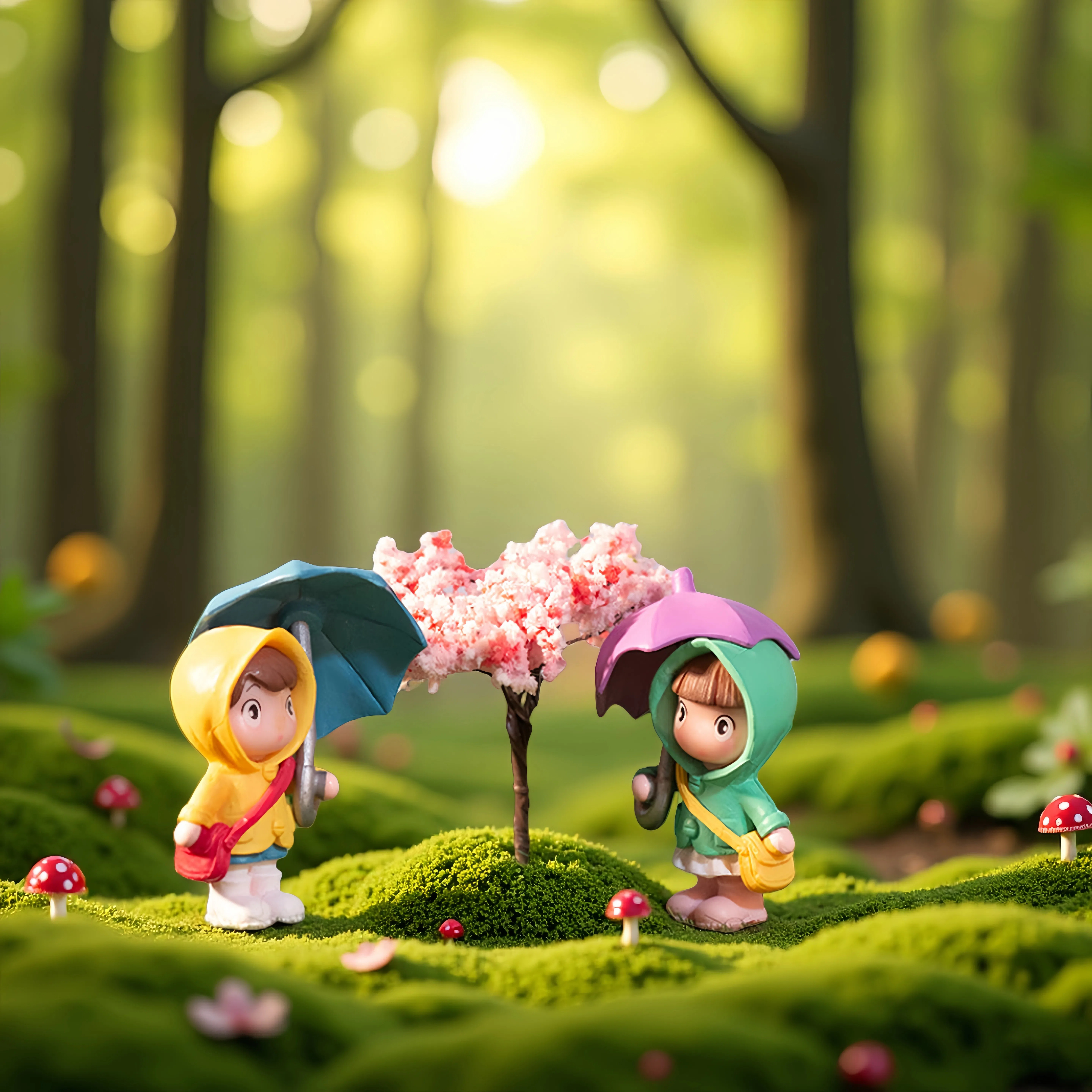 苔藓微景观造景雨伞娃娃治愈桌面小摆件玩偶情绪解压盆景装饰品,淘宝优惠券,粉丝福利购,淘宝优惠卷