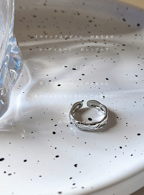 日系CoopKoop冷淡风法式金属感银色食指戒高级感开口可调节潮流