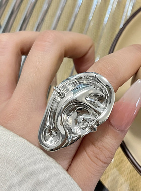 日系CoopKoop法式中古秀场人脸五官系列耳朵造型戒指时髦个性