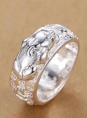 日系coopkoop银男士戒指貔貅银开活口可调节霸气个性潮单身戒指