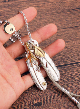 日系CoopKoopS925银复古太角链老鹰爪高桥吾郎风格套炼羽毛