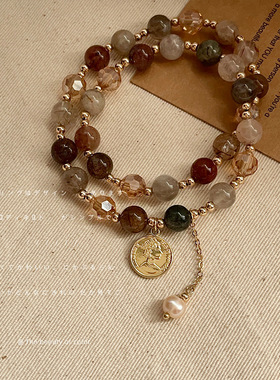 日系coopkoop红发晶石新中式气质轻奢风高级感玻璃水晶手链