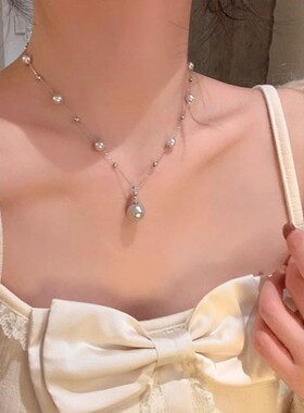 日系CoopKoop曼塔玫瑰~法式轻奢满天星珍珠项链高级感气质锁骨链