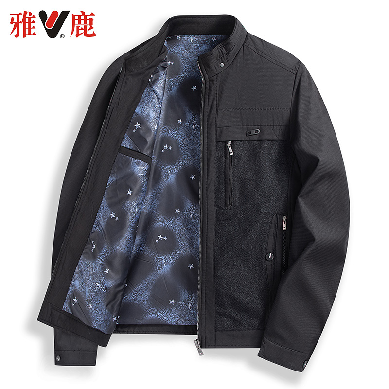 Yaloo 雅鹿 男式立领休闲夹克外套 天猫优惠券折后￥79包邮（￥139-60）2色可选 加绒款￥99