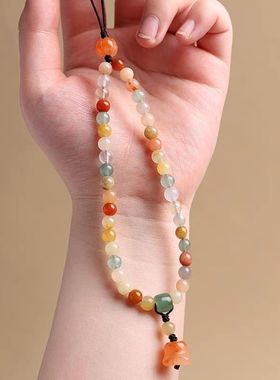 金丝玉糖果色手机链女款精致挂件手机壳挂绳铃兰花手腕绳防丢挂饰