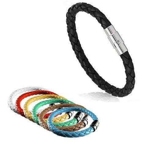 Simple Design Mens Leather Bracelet Multicolor Stainless St - 图1