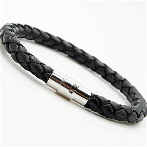 Simple Design Mens Leather Bracelet Multicolor Stainless St - 图2