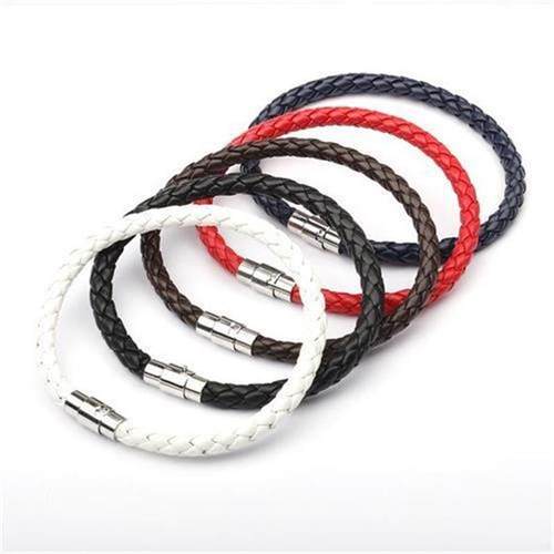 Simple Design Mens Leather Bracelet Multicolor Stainless St - 图0