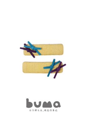 buma手工条纹蝴蝶结漂亮侧边夹