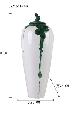 样板间别墅中式风绿色手绘装饰罐
