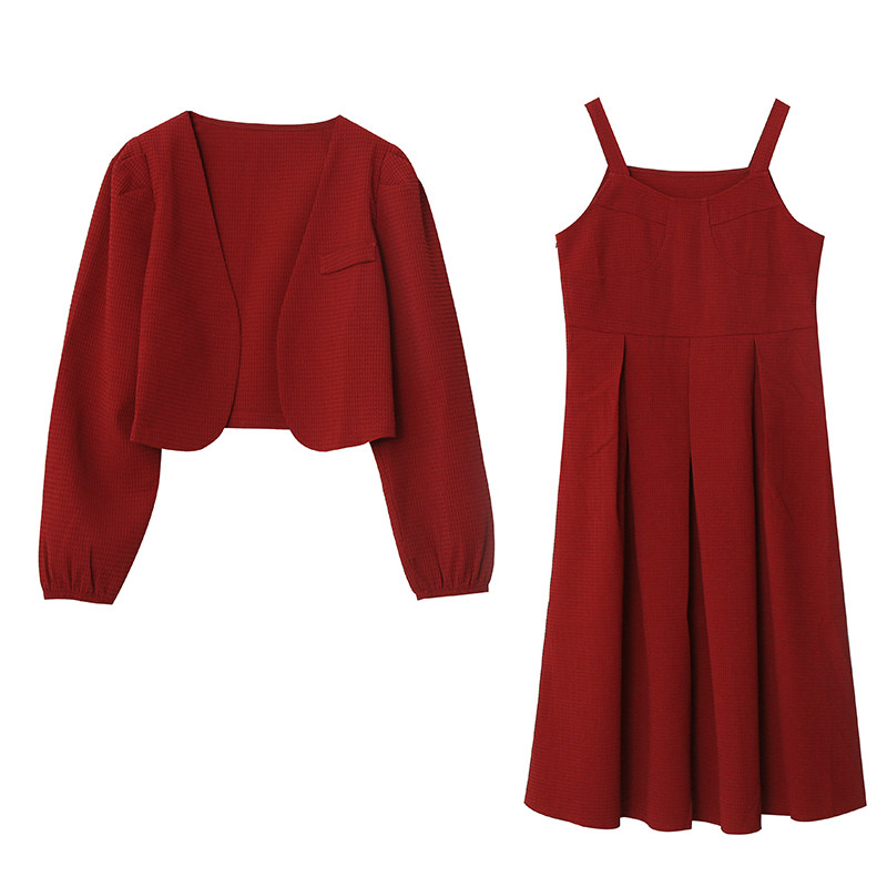 胖莹莹大码女装胖mm简约红色连衣裙遮肉显瘦敬酒服通勤西服套装,淘宝优惠券,粉丝福利购,淘宝优惠卷