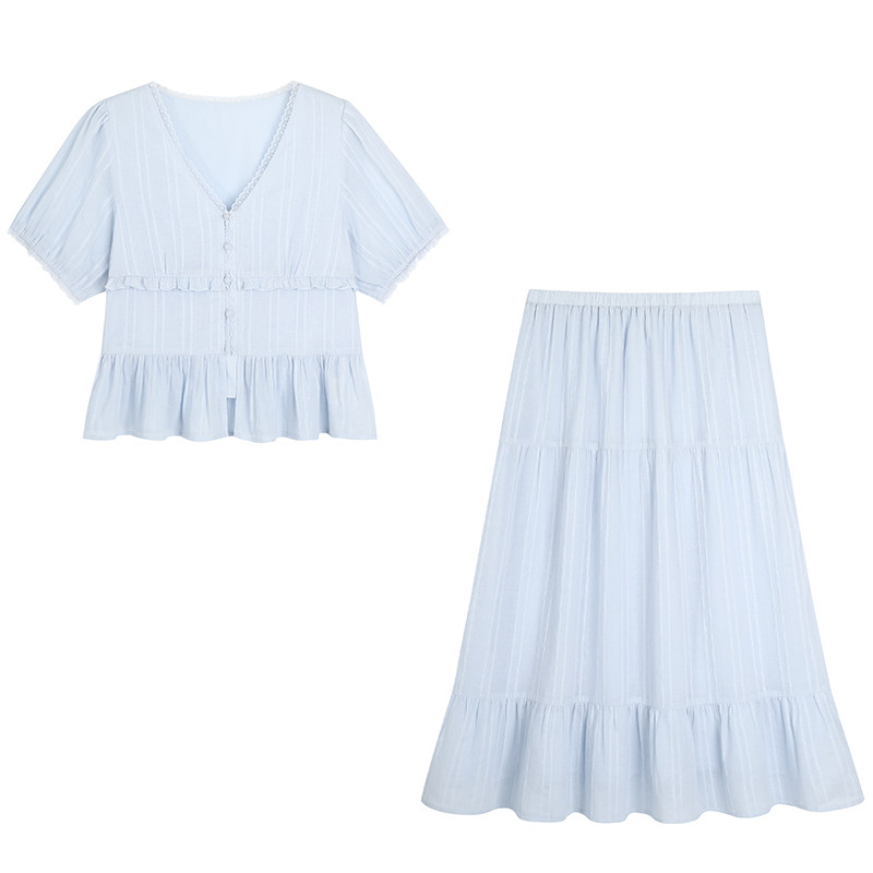 200斤胖莹大码女装法式甜美温柔蕾丝初恋系木耳边衬衫蛋糕半身裙,淘宝优惠券,粉丝福利购,淘宝优惠卷