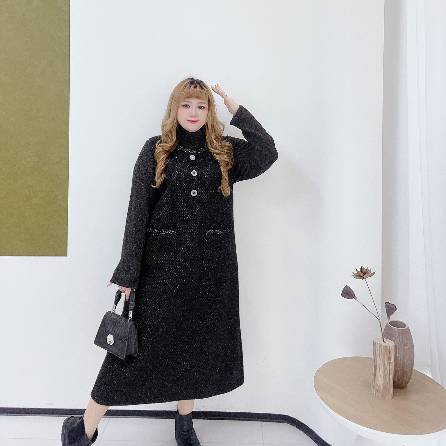 法式小香高级感胖莹莹大码女装胖mm闪亮背心裙高领打底衫显瘦套装,淘宝优惠券,粉丝福利购,淘宝优惠卷