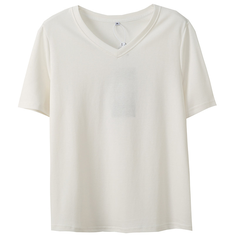 胖莹莹大码女装2025夏韩系简约中性风V领宽松遮肉显瘦百搭纯色T恤,淘宝优惠券,粉丝福利购,淘宝优惠卷