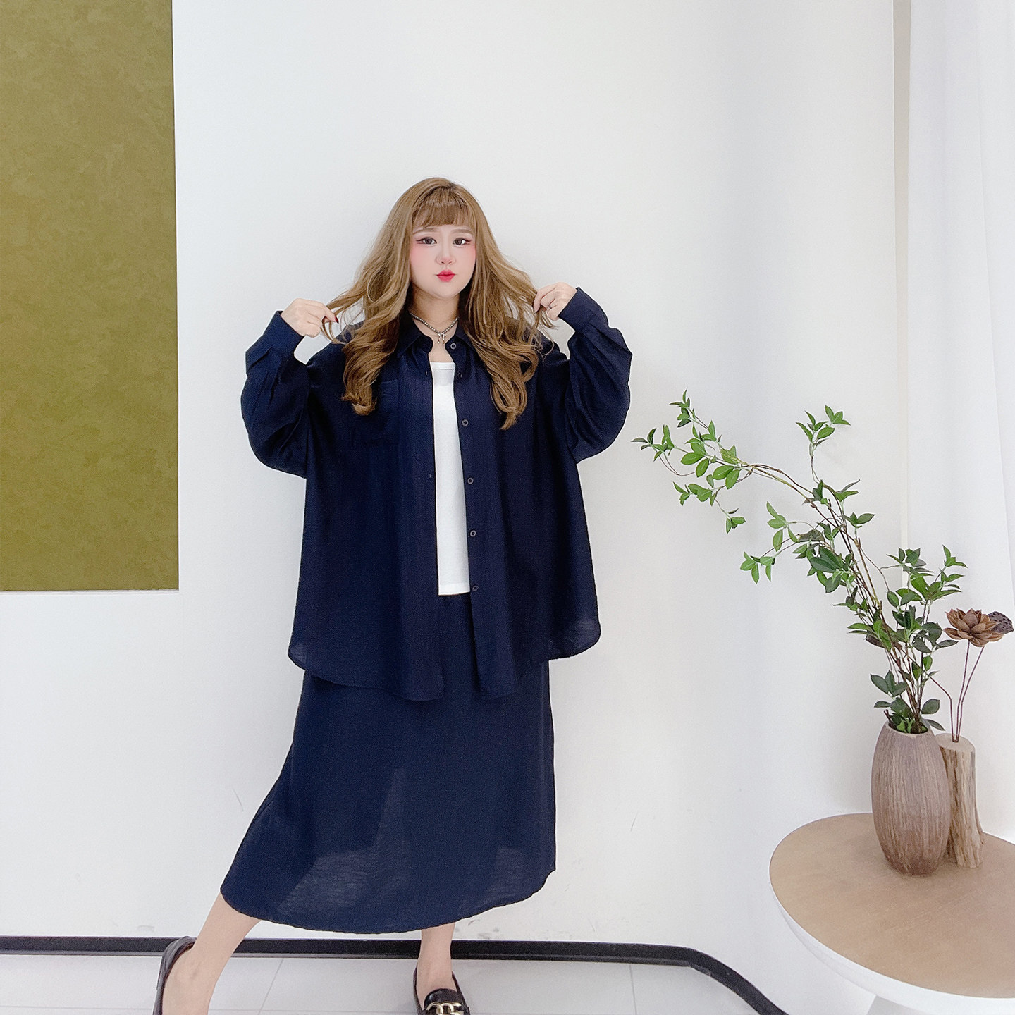 300斤胖莹大码女装秋款复古慵懒风松弛感简约衬衫吊带半身裙套装,淘宝优惠券,粉丝福利购,淘宝优惠卷