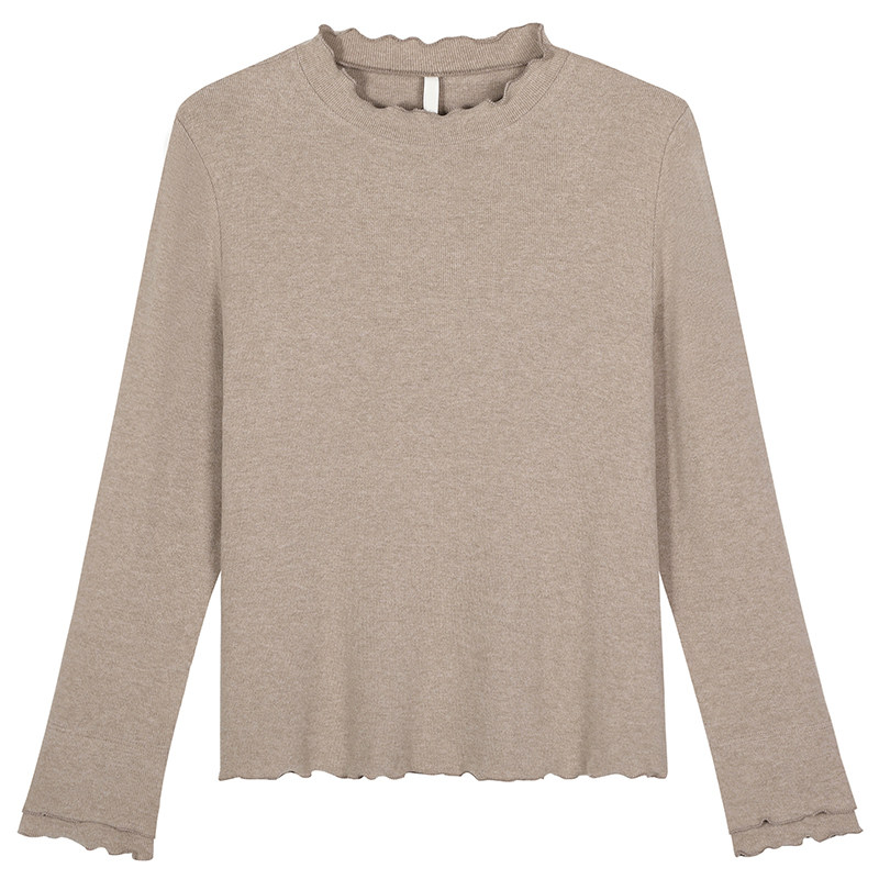 韩系简约木耳边正肩打底衫胖莹莹大码女装百搭叠穿气质弹力上衣,淘宝优惠券,粉丝福利购,淘宝优惠卷