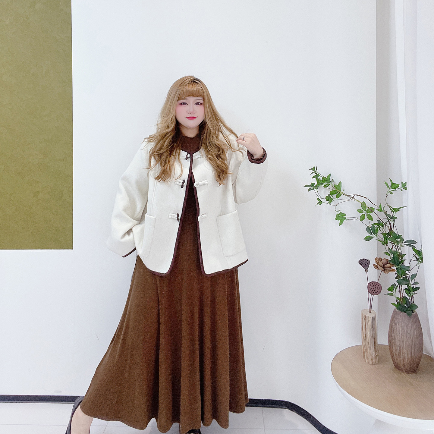 胖莹莹大码女装法式复古甜美小香温柔百搭气质名媛长短款毛呢外套,淘宝优惠券,粉丝福利购,淘宝优惠卷