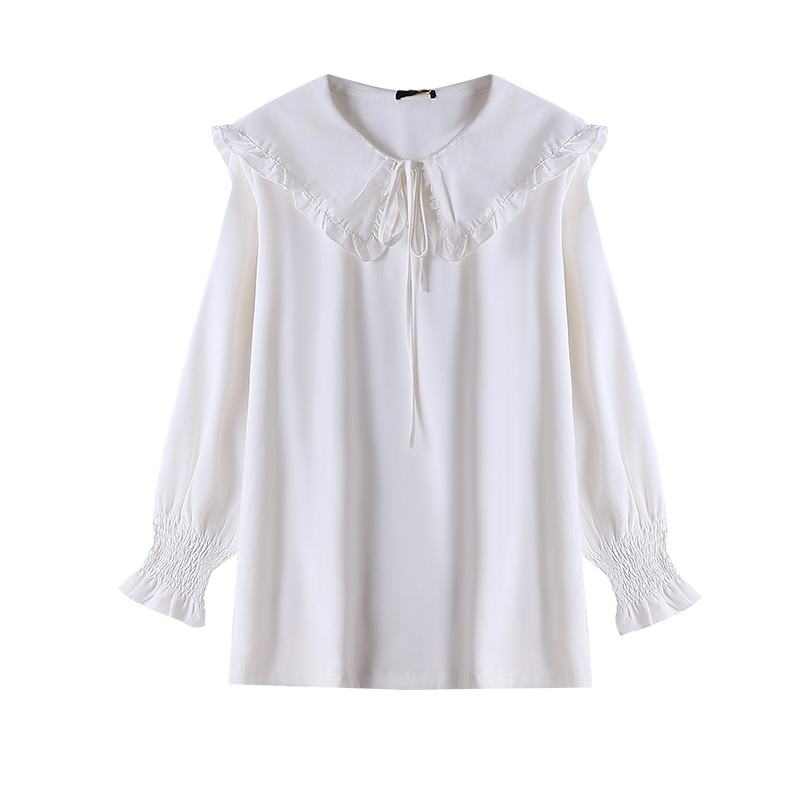 300斤胖莹莹大码女装甜美娃娃领减龄遮肉显瘦设计感宽松衬衫上衣 - 图3