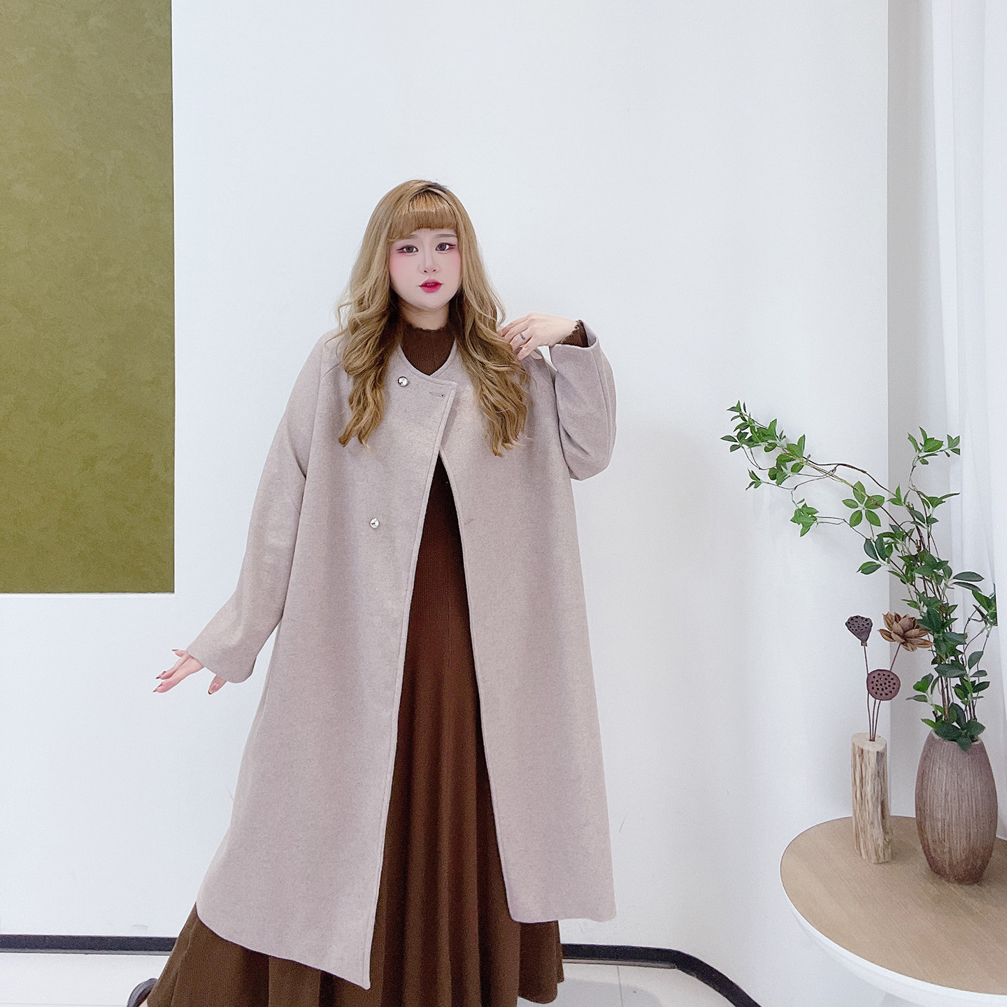 300斤胖莹莹大码女装长款毛呢外套法式气质高级感加肥遮肉呢大衣,淘宝优惠券,粉丝福利购,淘宝优惠卷