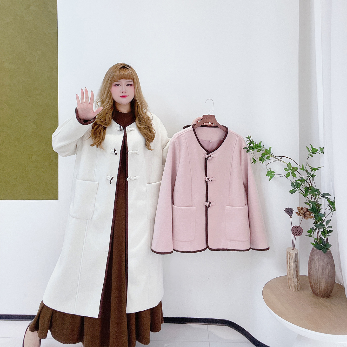 胖莹莹大码女装法式复古甜美小香温柔百搭气质名媛长短款毛呢外套,淘宝优惠券,粉丝福利购,淘宝优惠卷