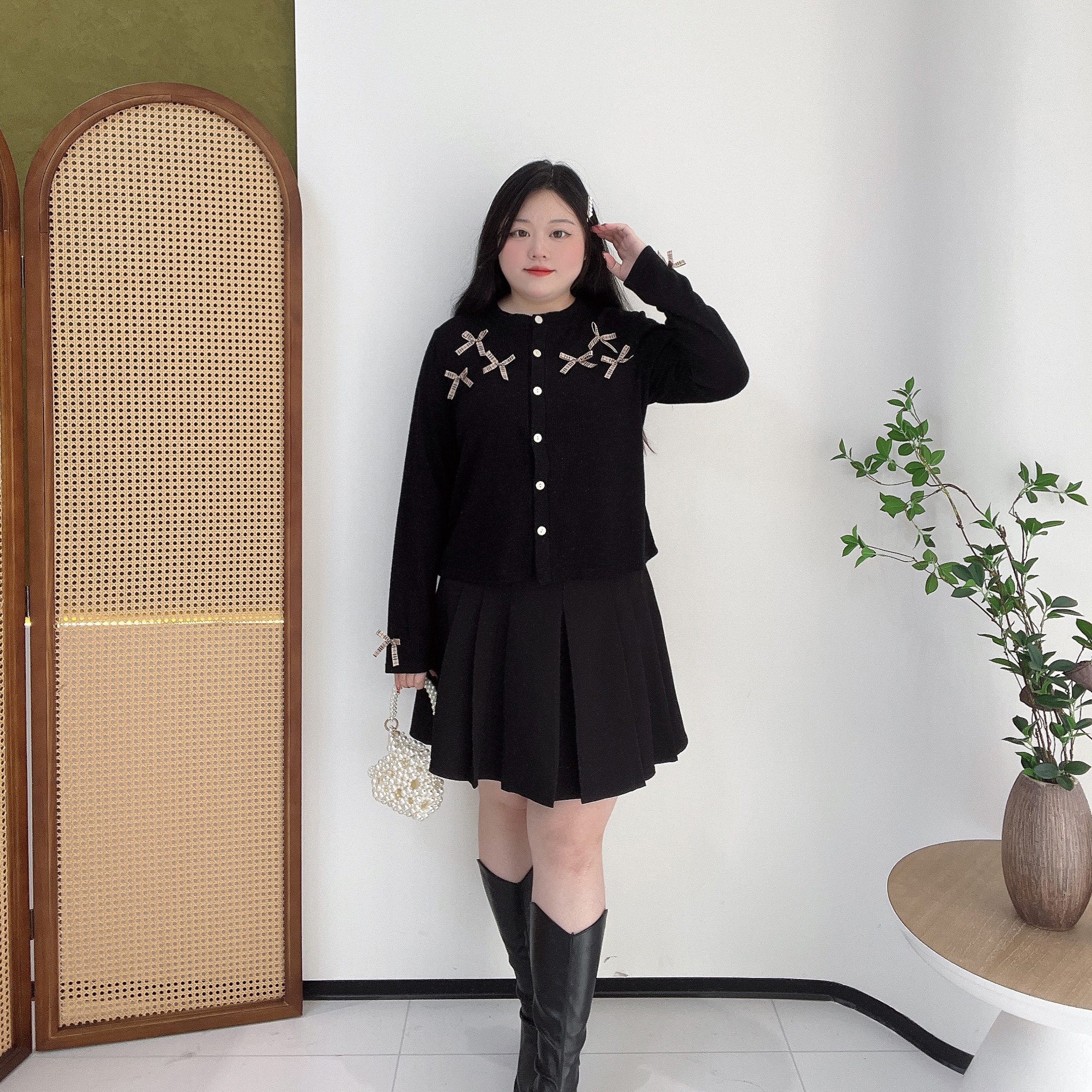 胖莹莹大码女装少女感小众蝴蝶结甜美小香开衫红色新年上衣针织衫,淘宝优惠券,粉丝福利购,淘宝优惠卷