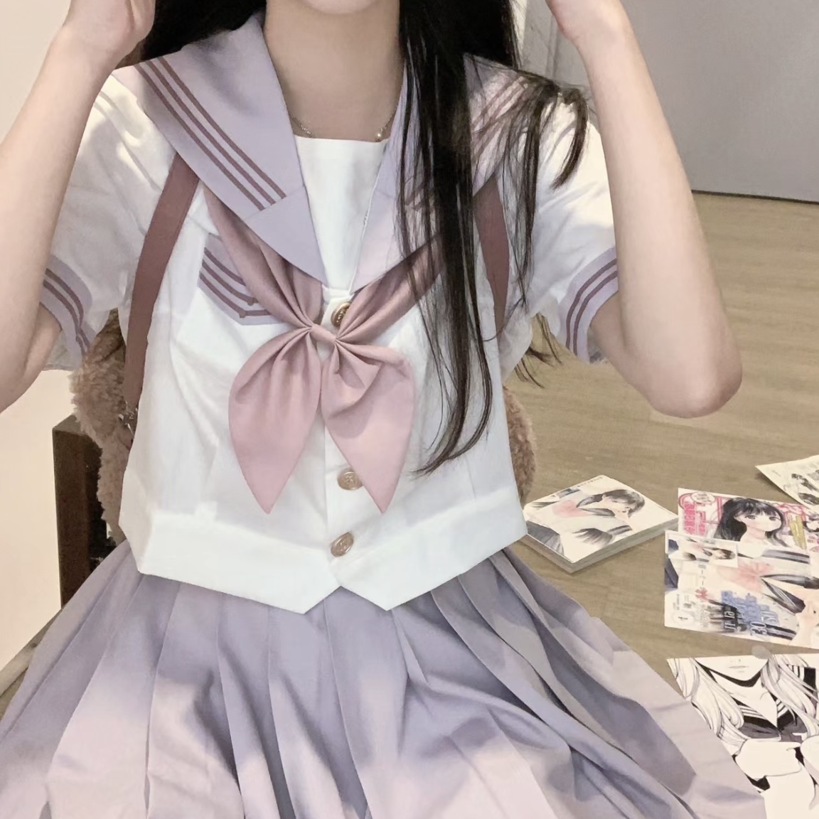 【春日部】水手服搭配纯色小领结纯色三角巾 jk制服配件-图3