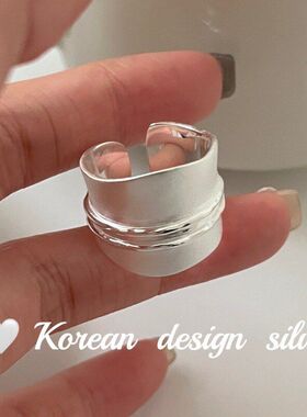 S925女高级感气质银饰亮银宽版