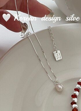 设计链显锁骨韩国银饰ins 天然高级感纯银S925珍珠项链简约风气质