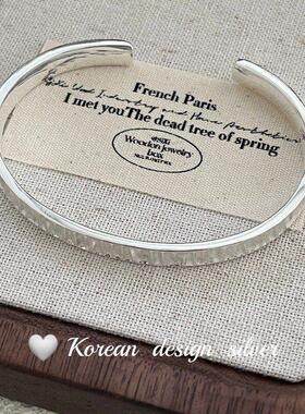 S925简约韩国韩版东手镯小众纯银