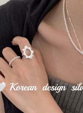 可饰品镂空女戒指纯银亮太阳花