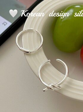 个性开口戒指简约纯银绳结风925