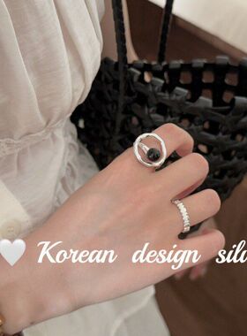 叠纯银风ins百搭简约戒指韩版925