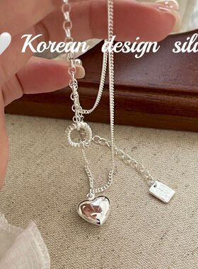 椭圆韩版设计感爱心项链风麻花