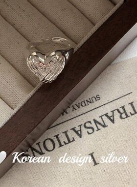 纯银戒指重工韩国小众亮银S925