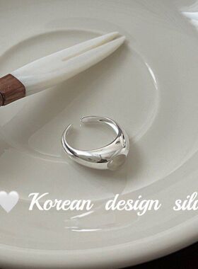 感纯银清冷925时髦髓银饰戒指ins