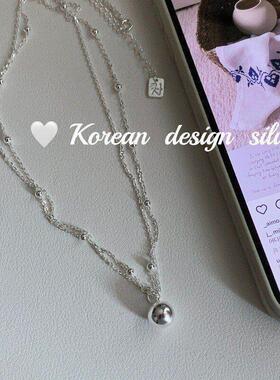 大门叠戴双层不规则东锁骨纯银