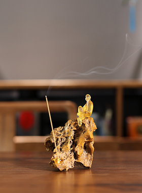 琉璃香山雅客磁吸小佛装饰摆件客厅书房茶室线香中式禅意琉璃工艺