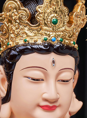 中式铜彩绘斗姥摆件斗姆元君道姥星君造像家用客厅传统工艺装饰