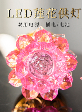 佛前观音菩萨供奉财神荷花灯