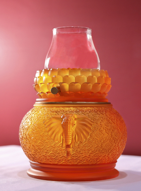 中式禅意琉璃长明灯摆件佛堂酥油灯液态灯油专用器具宝相花装饰