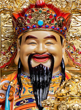 中式铜彩绘文财神摆件比干范蠡财神造像店铺办公室客厅工艺装饰