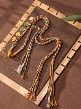 唐卡五路财神吊坠 金刚结手绳汽车钥匙扣可调节随身挂饰配饰摆件