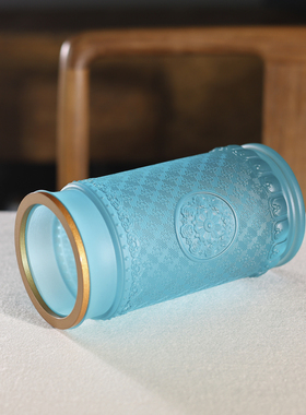 中式禅意琉璃香筒家用佛堂装香存香专用供具万福纹饰桌面陈设摆件