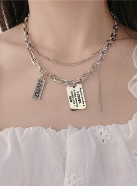 欧美潮牌字母多层叠戴卫衣项链