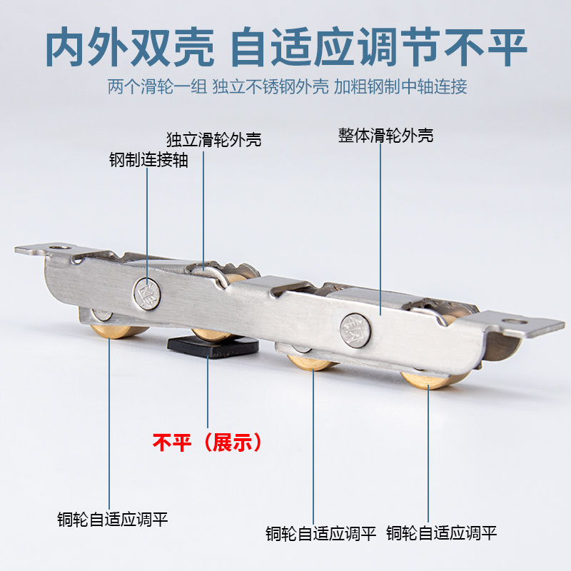 2只塑钢门窗滑轮加厚不锈钢铜轮77型推拉平移窗滚轮推拉窗四平轮 - 图3